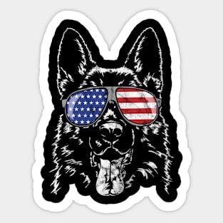 Proud Ger Shepherd America Flag Sticker